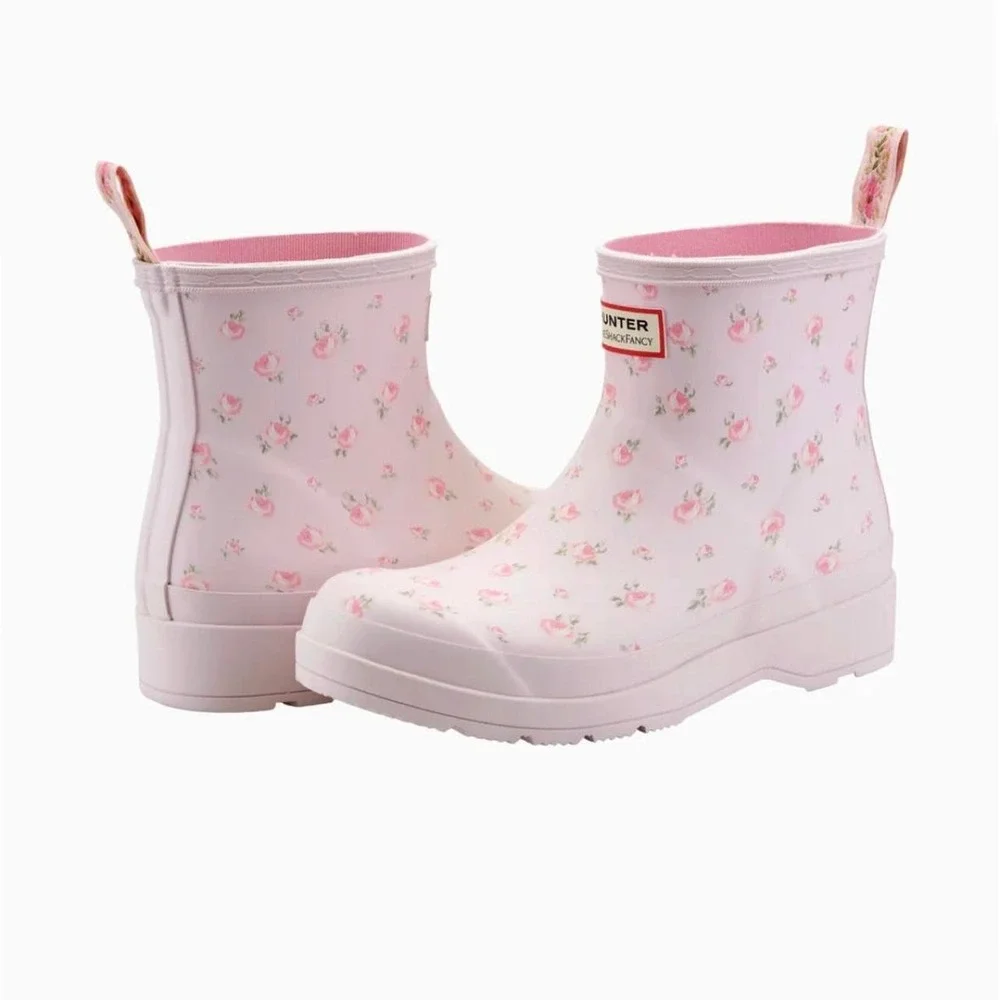 Womens LoveShackFancy x Hunter play short rain boot s5 print blooming Heirloom